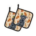 Black Neapolitan Mastiff Heirloom Fall Pot Holder Set of 2 Heat Resistant Quilted Hot Pads 7.5 x 7.5 Inch, Insulated Kitchen Trivets for Cooking & Baking