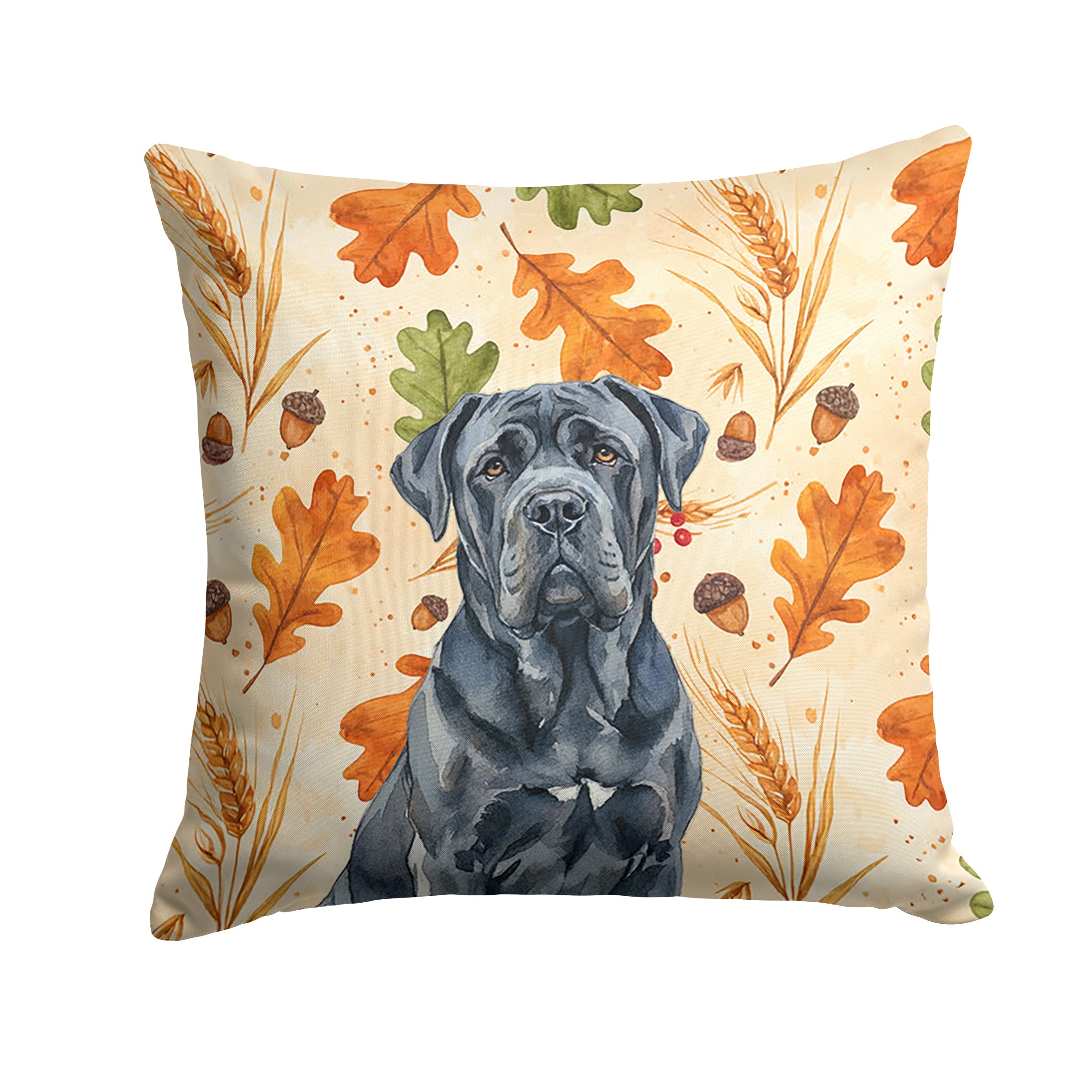 Black Neapolitan Mastiff Heirloom Fall Decorative Throw Pillow 18x18 Indoor Outdoor Accent Cushion, Fabric Cover with Insert for Sofa, Bed, Porch & Living Room
