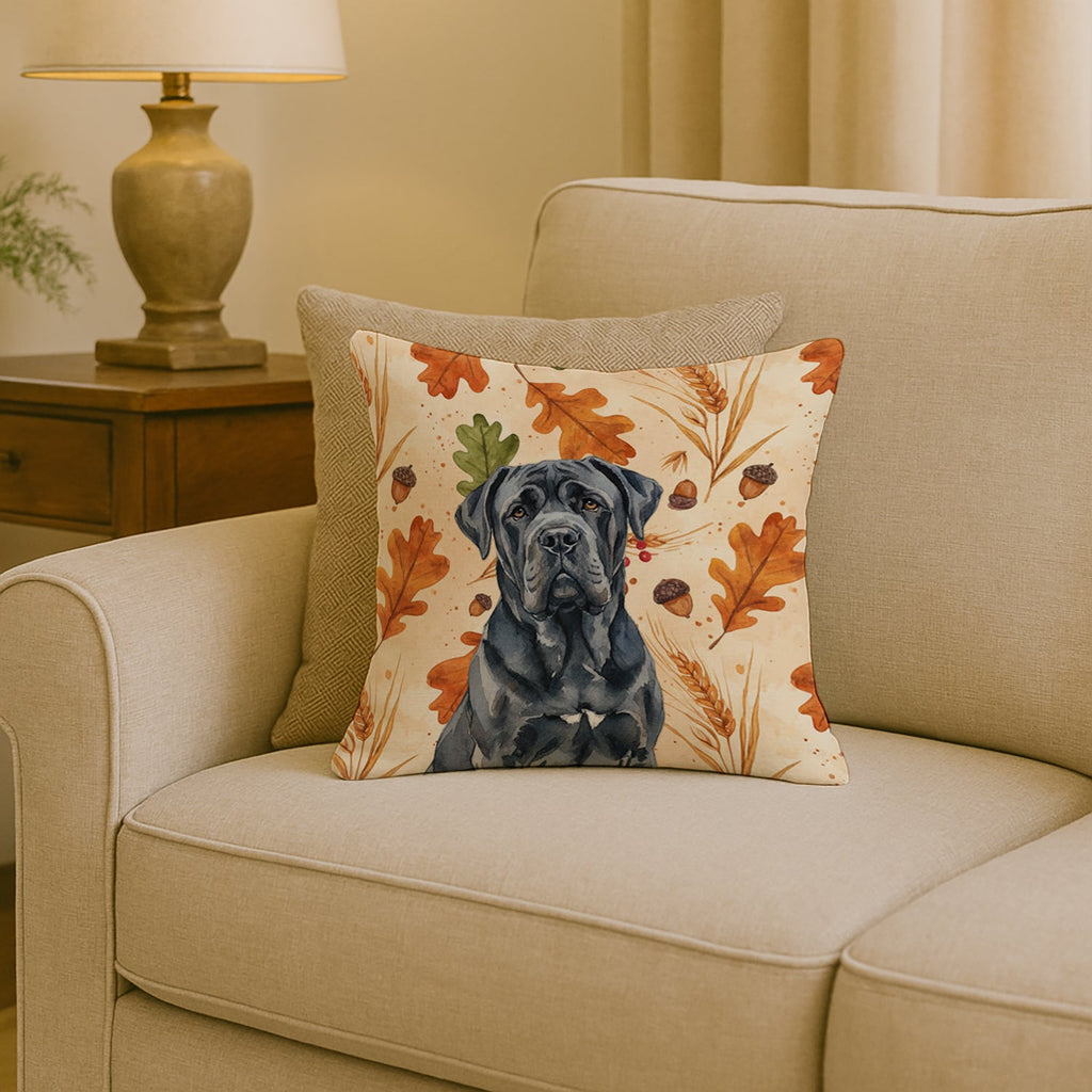 Black Neapolitan Mastiff Heirloom Fall Decorative Throw Pillow 18x18 Indoor Outdoor Accent Cushion, Fabric Cover with Insert for Sofa, Bed, Porch & Living Room
