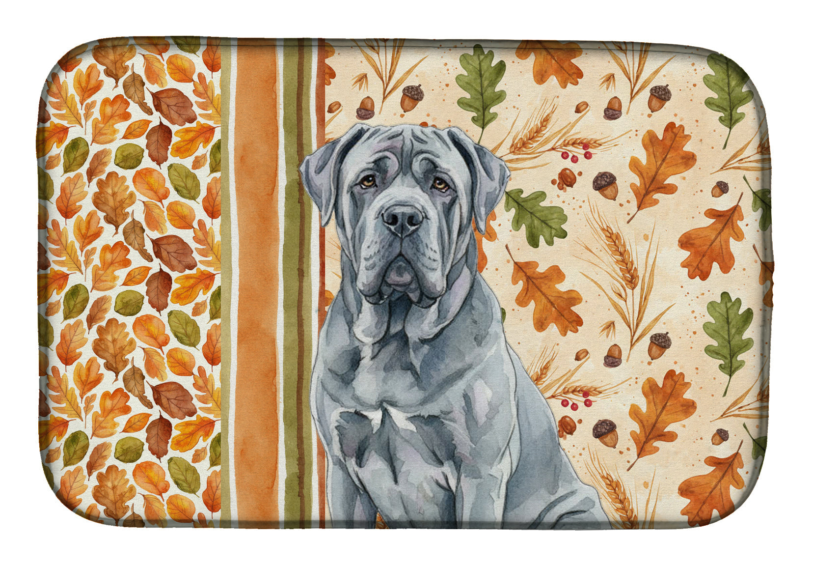 Blue Neapolitan Mastiff Heirloom Fall Dish Drying Mat Absorbent Dish Drying Mat Pad for Kitchen Counter Dish Drainer Mat for Countertop, 14 x 21", Multicolor