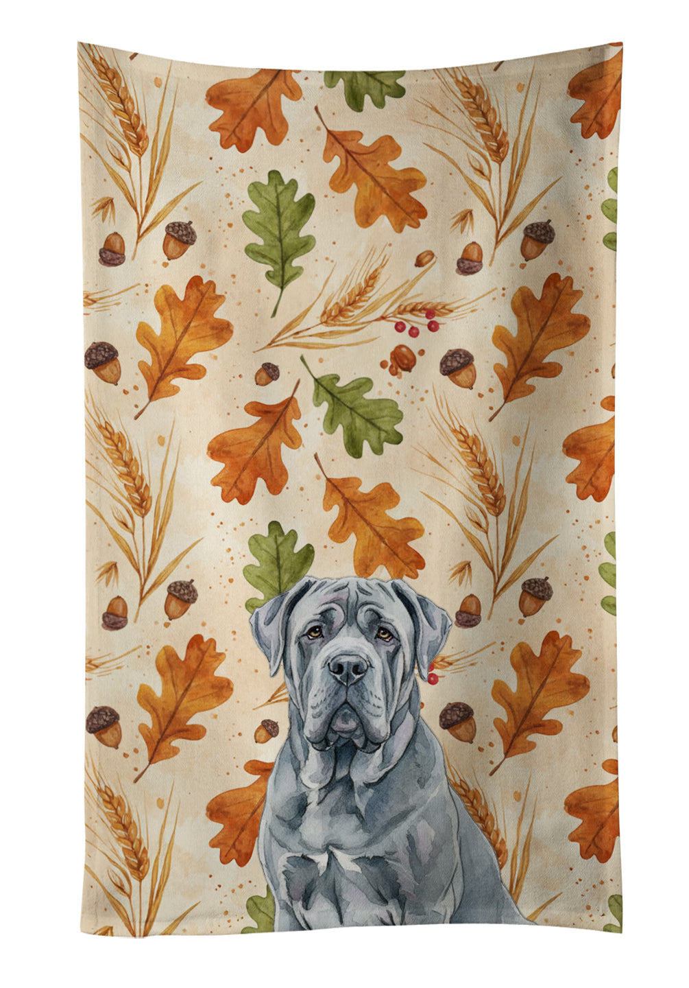 Blue Neapolitan Mastiff Heirloom Fall Kitchen Towel Velour Plush Front and Cotton Loop Back Machine Washable