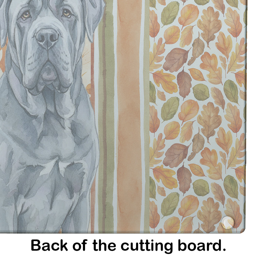 Blue Neapolitan Mastiff Heirloom Fall Cutting Board Tempered Glass Kitchen Cutting Surface, Heat Resistant Chopping, Non-Slip Feet, Food Prep & Serving