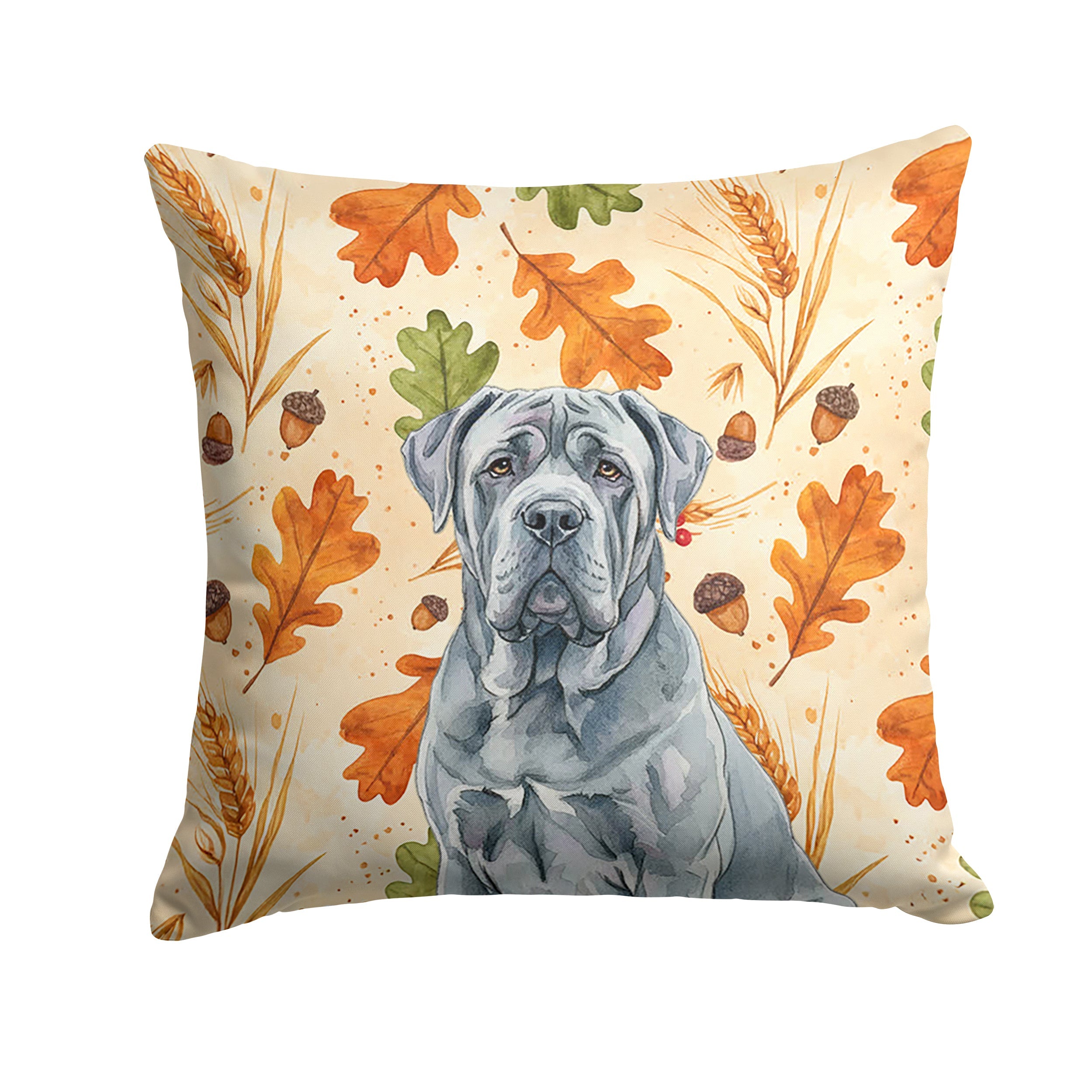 Blue Neapolitan Mastiff Heirloom Fall Decorative Throw Pillow 14x14 Indoor Outdoor Accent Cushion, Fabric Cover with Insert for Sofa, Bed, Porch & Living Room