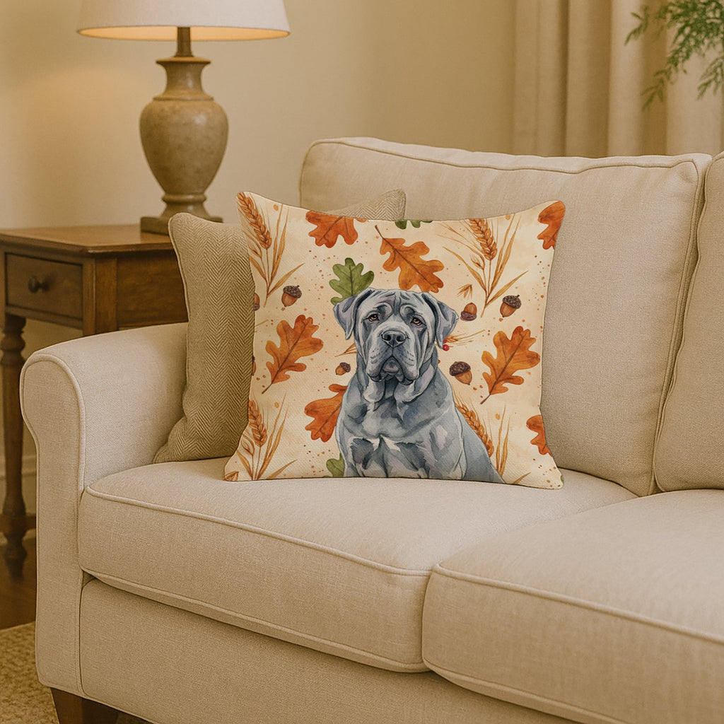 Blue Neapolitan Mastiff Heirloom Fall Decorative Throw Pillow 14x14 Indoor Outdoor Accent Cushion, Fabric Cover with Insert for Sofa, Bed, Porch & Living Room