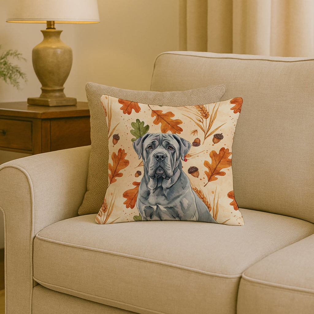 Blue Neapolitan Mastiff Heirloom Fall Decorative Throw Pillow 18x18 Indoor Outdoor Accent Cushion, Fabric Cover with Insert for Sofa, Bed, Porch & Living Room