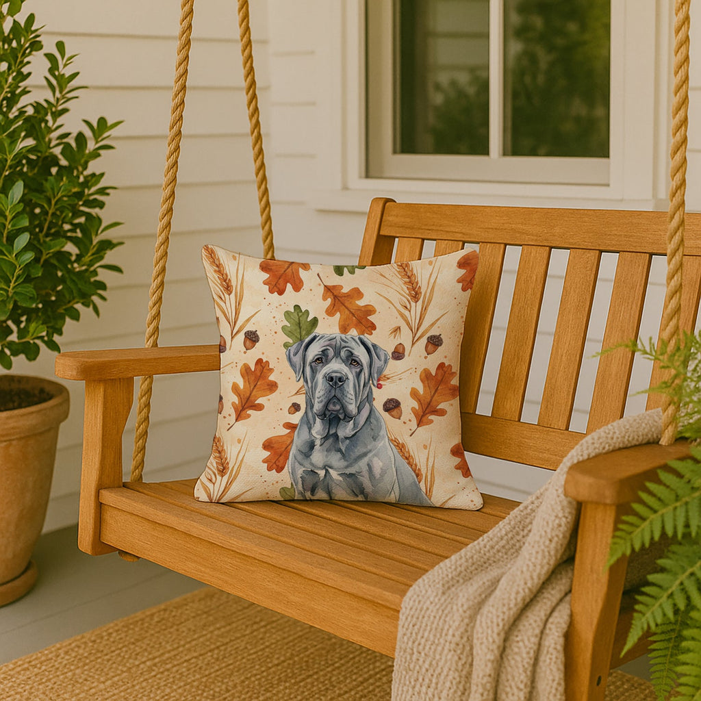 Blue Neapolitan Mastiff Heirloom Fall Decorative Throw Pillow 18x18 Indoor Outdoor Accent Cushion, Fabric Cover with Insert for Sofa, Bed, Porch & Living Room