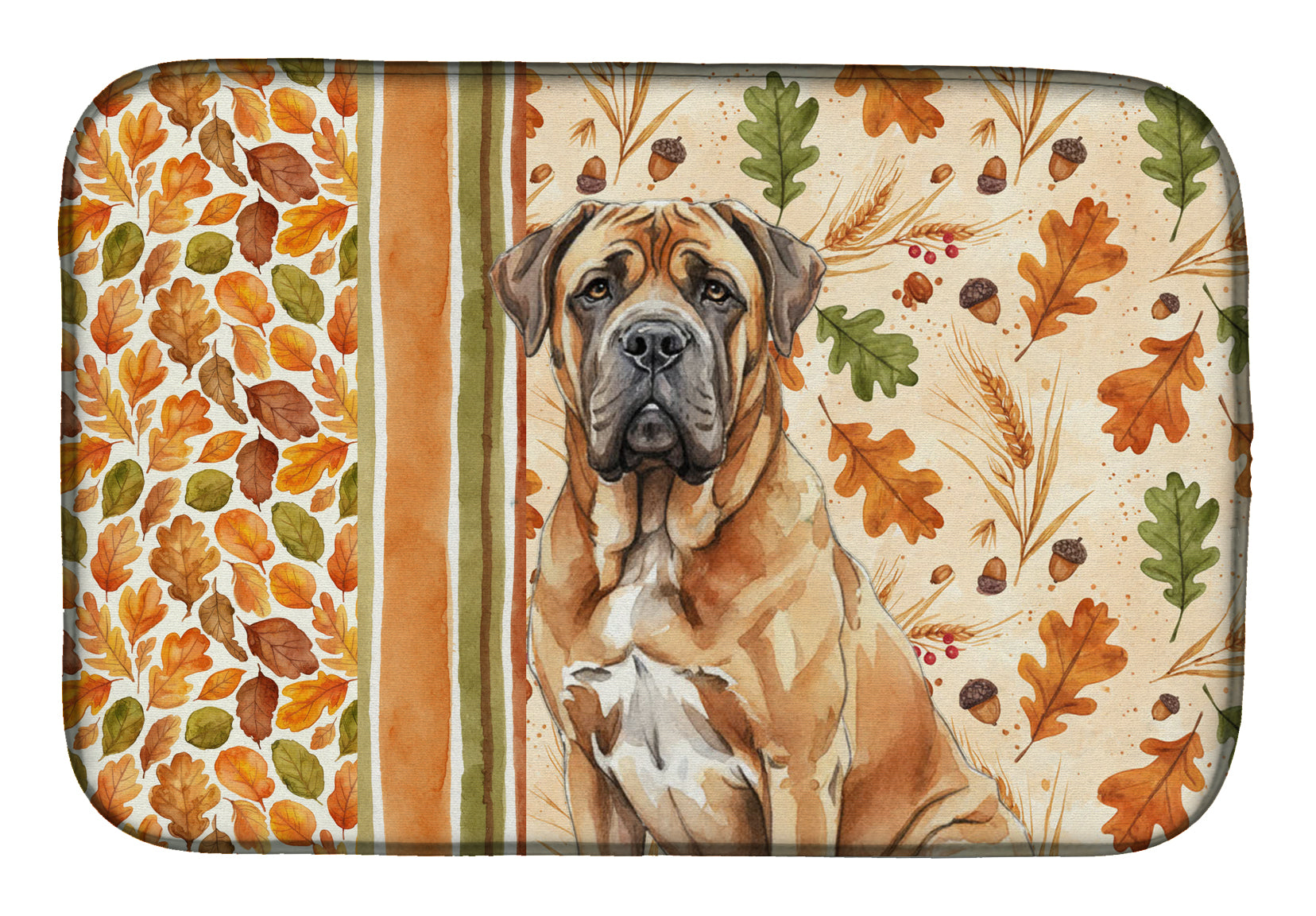 Neapolitan Mastiff Heirloom Fall Dish Drying Mat Absorbent Dish Drying Mat Pad for Kitchen Counter Dish Drainer Mat for Countertop, 14 x 21", Multicolor