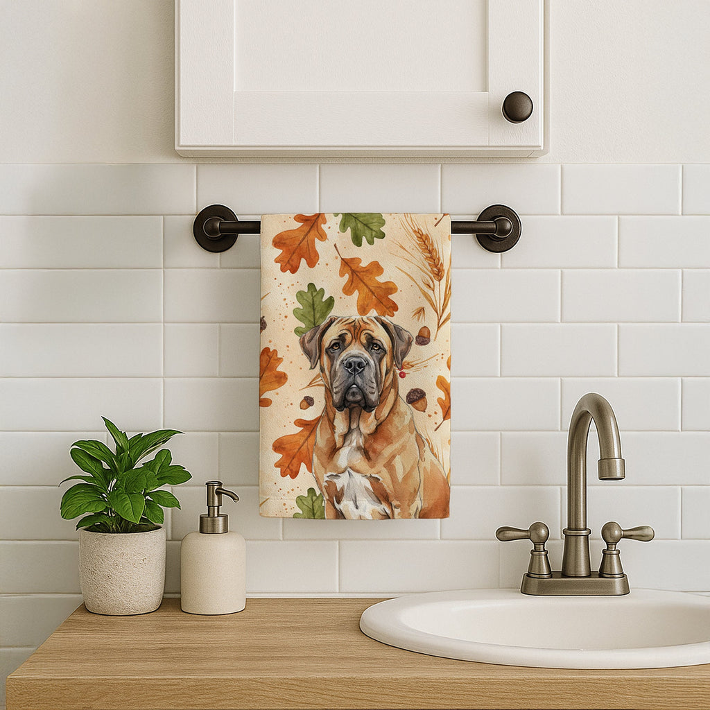 Neapolitan Mastiff Heirloom Fall Kitchen Towel Velour Plush Front and Cotton Loop Back Machine Washable
