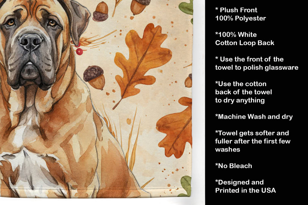 Neapolitan Mastiff Heirloom Fall Kitchen Towel Velour Plush Front and Cotton Loop Back Machine Washable