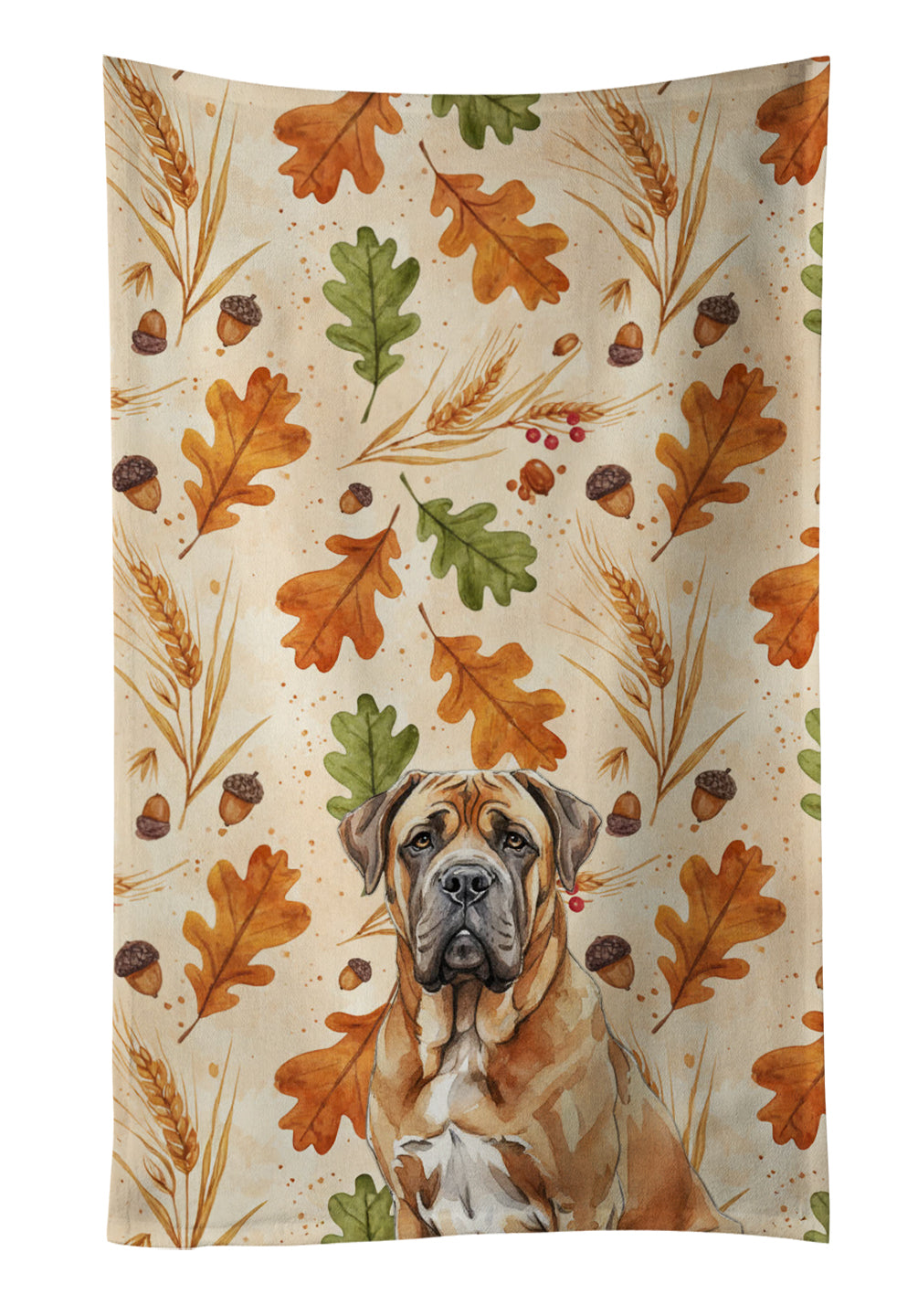 Neapolitan Mastiff Heirloom Fall Kitchen Towel Velour Plush Front and Cotton Loop Back Machine Washable