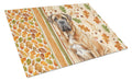 Neapolitan Mastiff Heirloom Fall Cutting Board Tempered Glass Kitchen Cutting Surface, Heat Resistant Chopping, Non-Slip Feet, Food Prep & Serving
