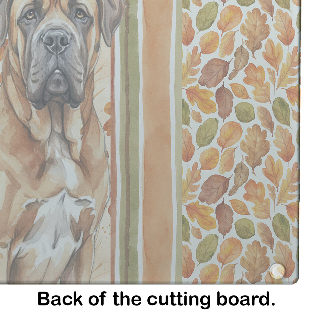 Neapolitan Mastiff Heirloom Fall Cutting Board Tempered Glass Kitchen Cutting Surface, Heat Resistant Chopping, Non-Slip Feet, Food Prep & Serving