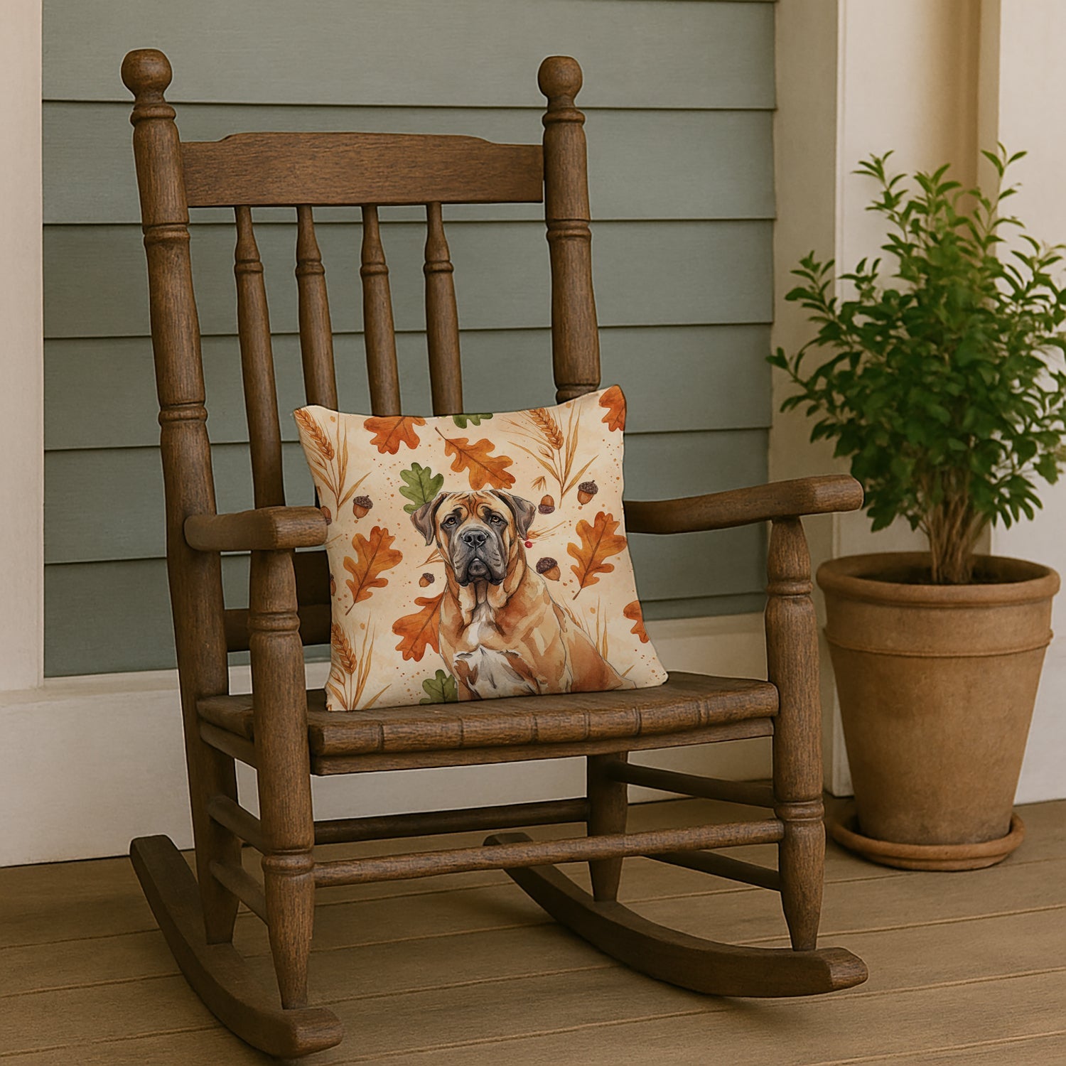 Neapolitan Mastiff Heirloom Fall Decorative Throw Pillow 14x14 Indoor Outdoor Accent Cushion, Fabric Cover with Insert for Sofa, Bed, Porch & Living Room