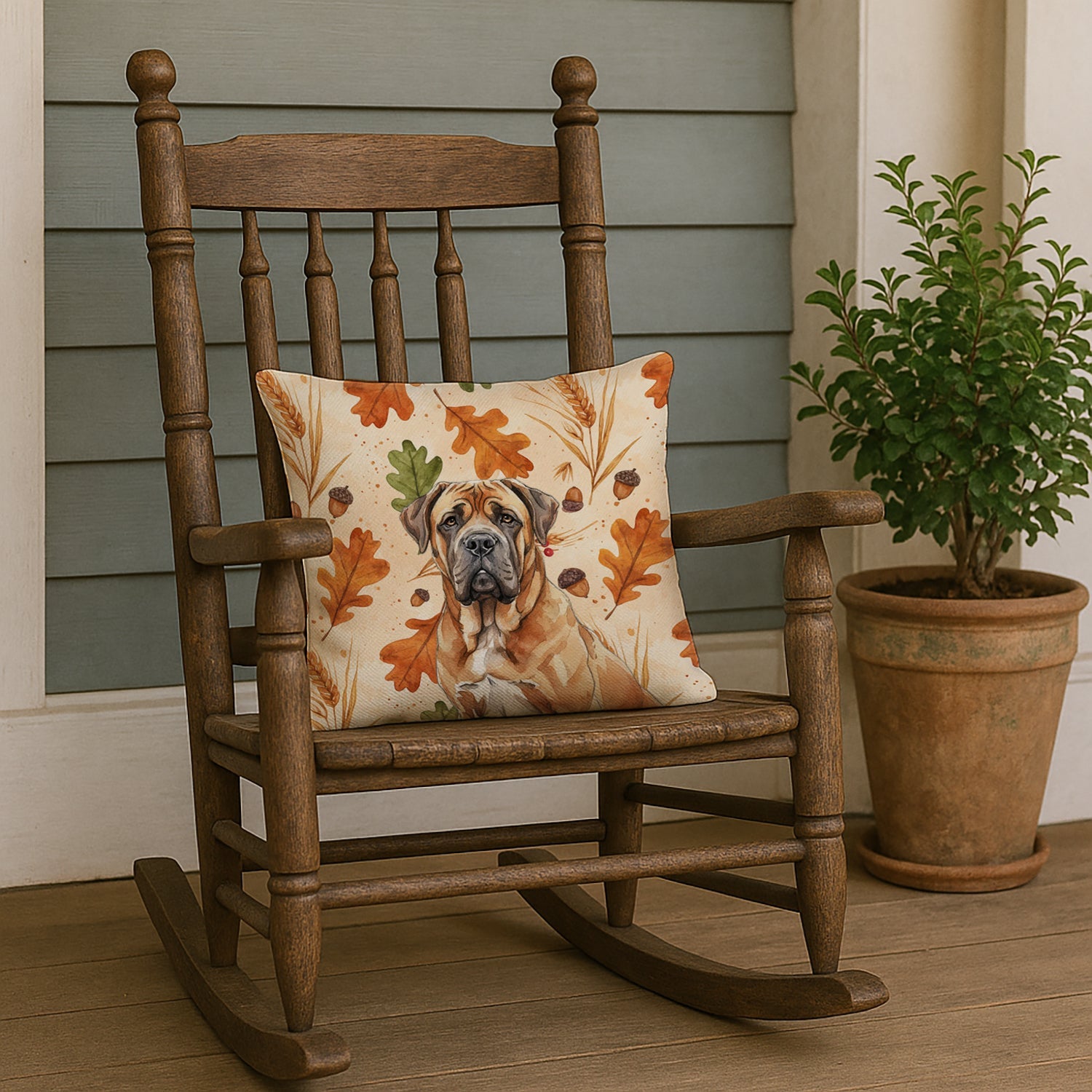 Neapolitan Mastiff Heirloom Fall Decorative Throw Pillow 18x18 Indoor Outdoor Accent Cushion, Fabric Cover with Insert for Sofa, Bed, Porch & Living Room