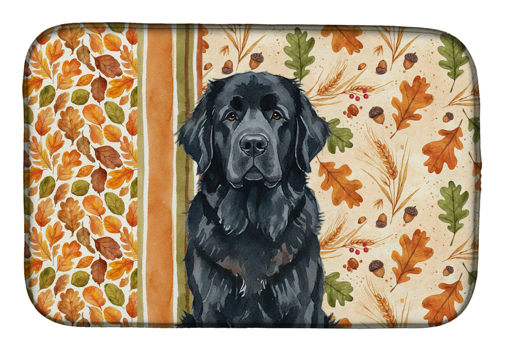 Black Newfoundland Heirloom Fall Dish Drying Mat Absorbent Dish Drying Mat Pad for Kitchen Counter Dish Drainer Mat for Countertop, 14 x 21", Multicolor