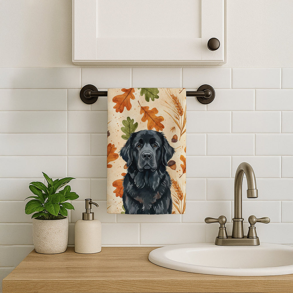 Black Newfoundland Heirloom Fall Kitchen Towel Velour Plush Front and Cotton Loop Back Machine Washable