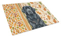 Black Newfoundland Heirloom Fall Cutting Board Tempered Glass Kitchen Cutting Surface, Heat Resistant Chopping, Non-Slip Feet, Food Prep & Serving
