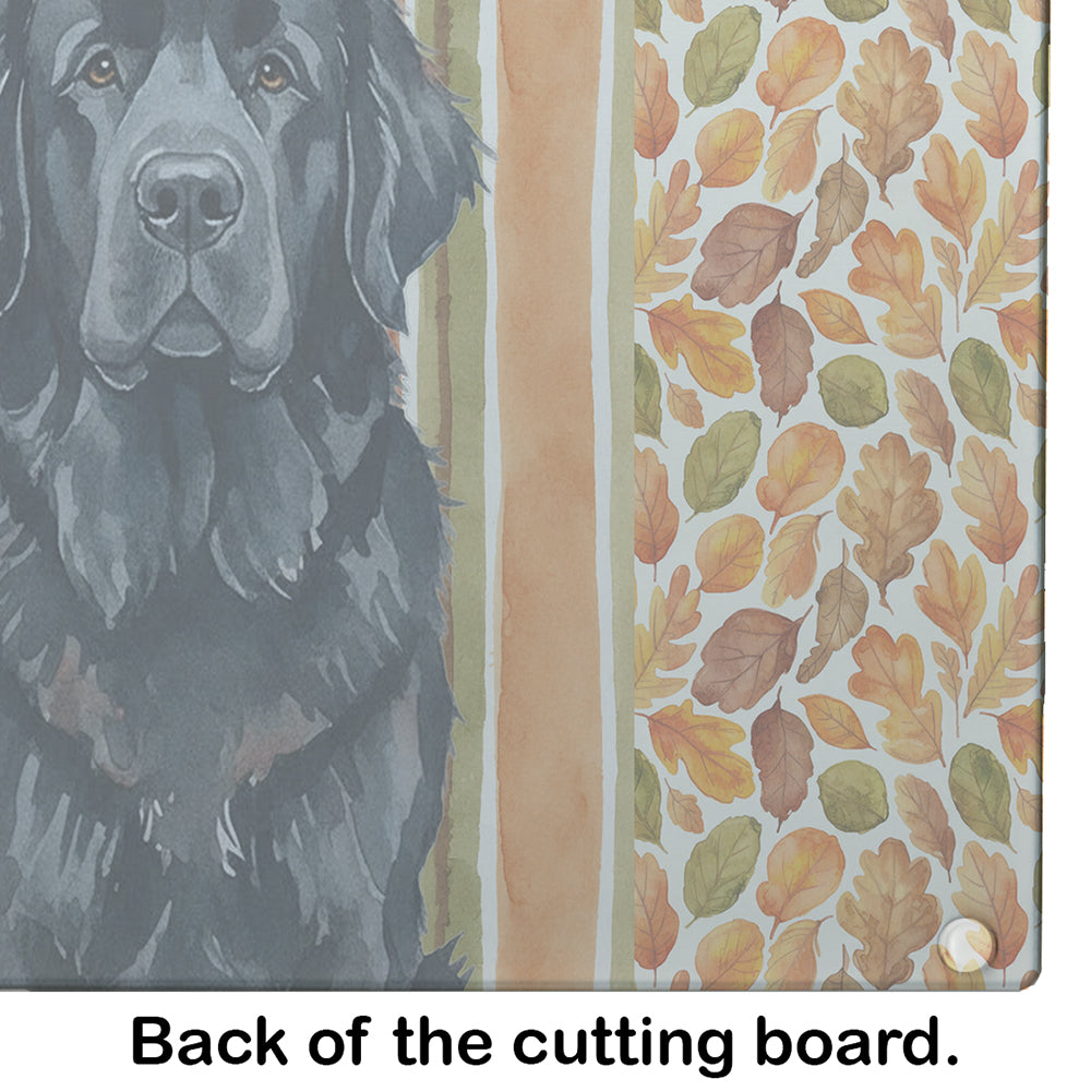 Black Newfoundland Heirloom Fall Cutting Board Tempered Glass Kitchen Cutting Surface, Heat Resistant Chopping, Non-Slip Feet, Food Prep & Serving