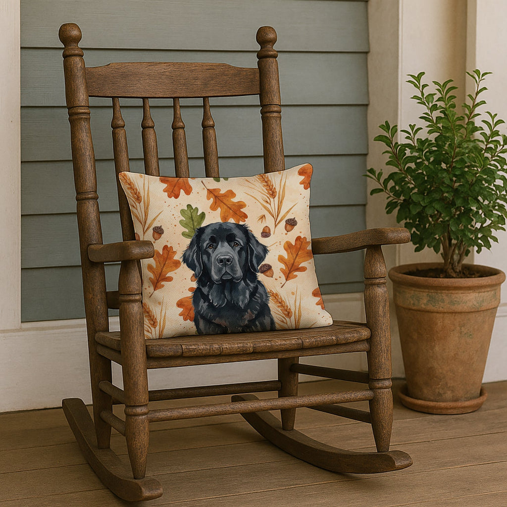 Black Newfoundland Heirloom Fall Decorative Throw Pillow 18x18 Indoor Outdoor Accent Cushion, Fabric Cover with Insert for Sofa, Bed, Porch & Living Room