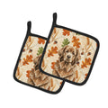 Brown Newfoundland Heirloom Fall Pot Holder Set of 2 Heat Resistant Quilted Hot Pads 7.5 x 7.5 Inch, Insulated Kitchen Trivets for Cooking & Baking