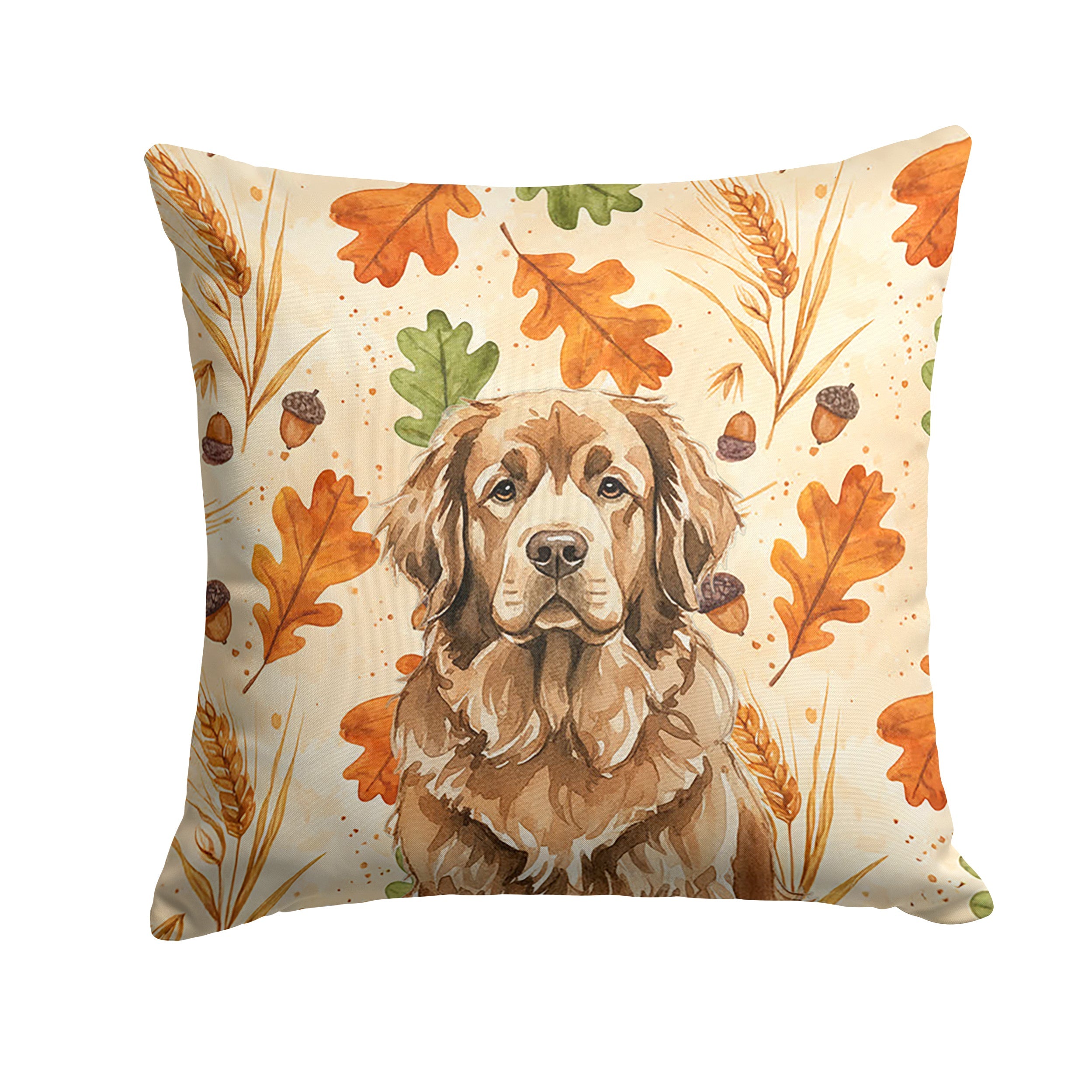 Brown Newfoundland Heirloom Fall Decorative Throw Pillow 18x18 Indoor Outdoor Accent Cushion, Fabric Cover with Insert for Sofa, Bed, Porch & Living Room