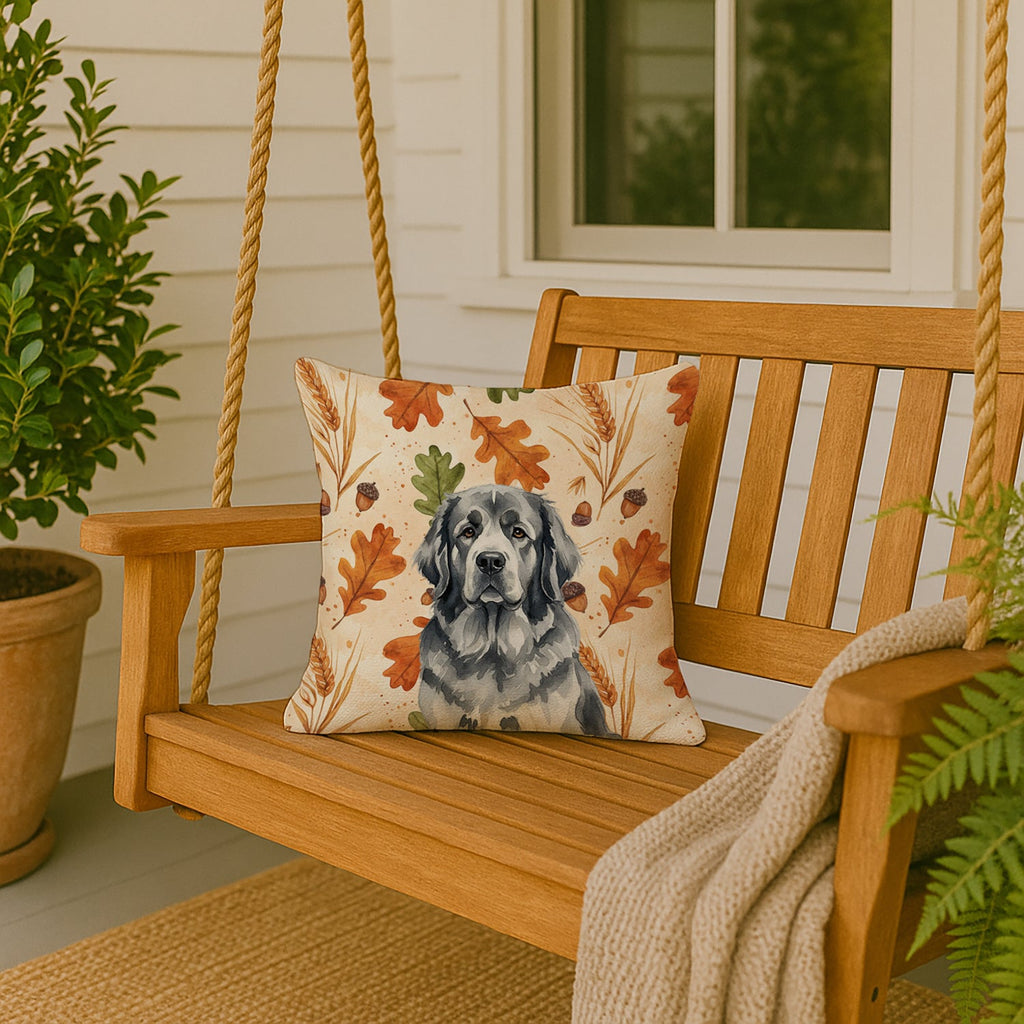 Gray Newfoundland Heirloom Fall Decorative Throw Pillow 18x18 Indoor Outdoor Accent Cushion, Fabric Cover with Insert for Sofa, Bed, Porch & Living Room