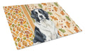 Landseer Newfoundland Heirloom Fall Cutting Board Tempered Glass Kitchen Cutting Surface, Heat Resistant Chopping, Non-Slip Feet, Food Prep & Serving