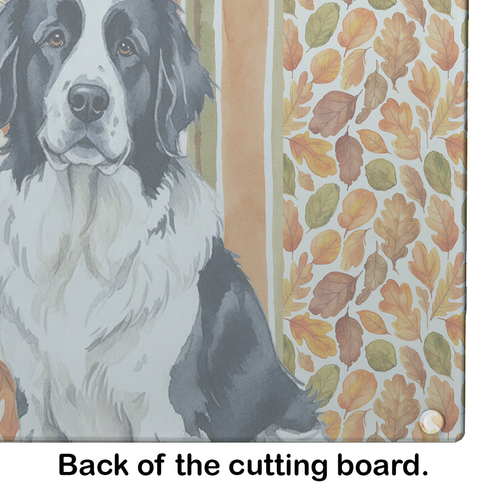 Landseer Newfoundland Heirloom Fall Cutting Board Tempered Glass Kitchen Cutting Surface, Heat Resistant Chopping, Non-Slip Feet, Food Prep & Serving