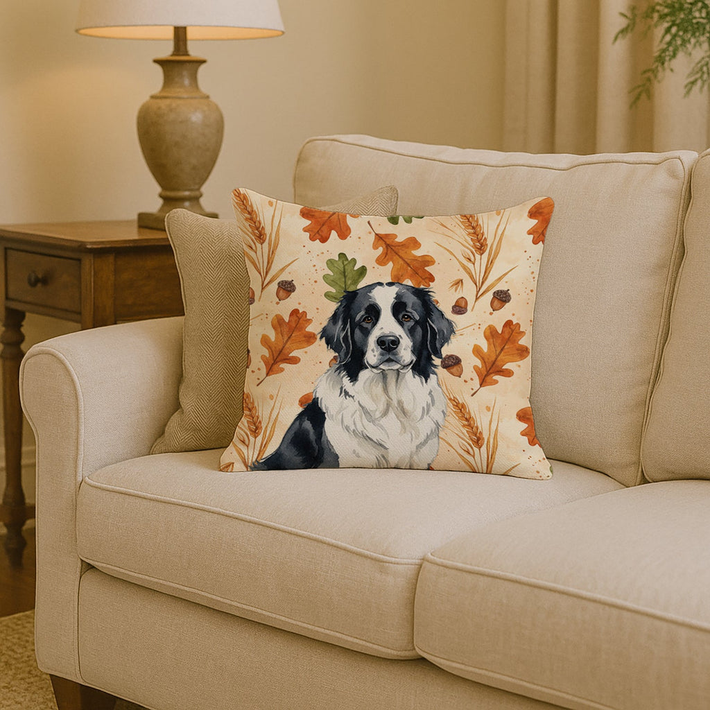 Landseer Newfoundland Heirloom Fall Decorative Throw Pillow 14x14 Indoor Outdoor Accent Cushion, Fabric Cover with Insert for Sofa, Bed, Porch & Living Room