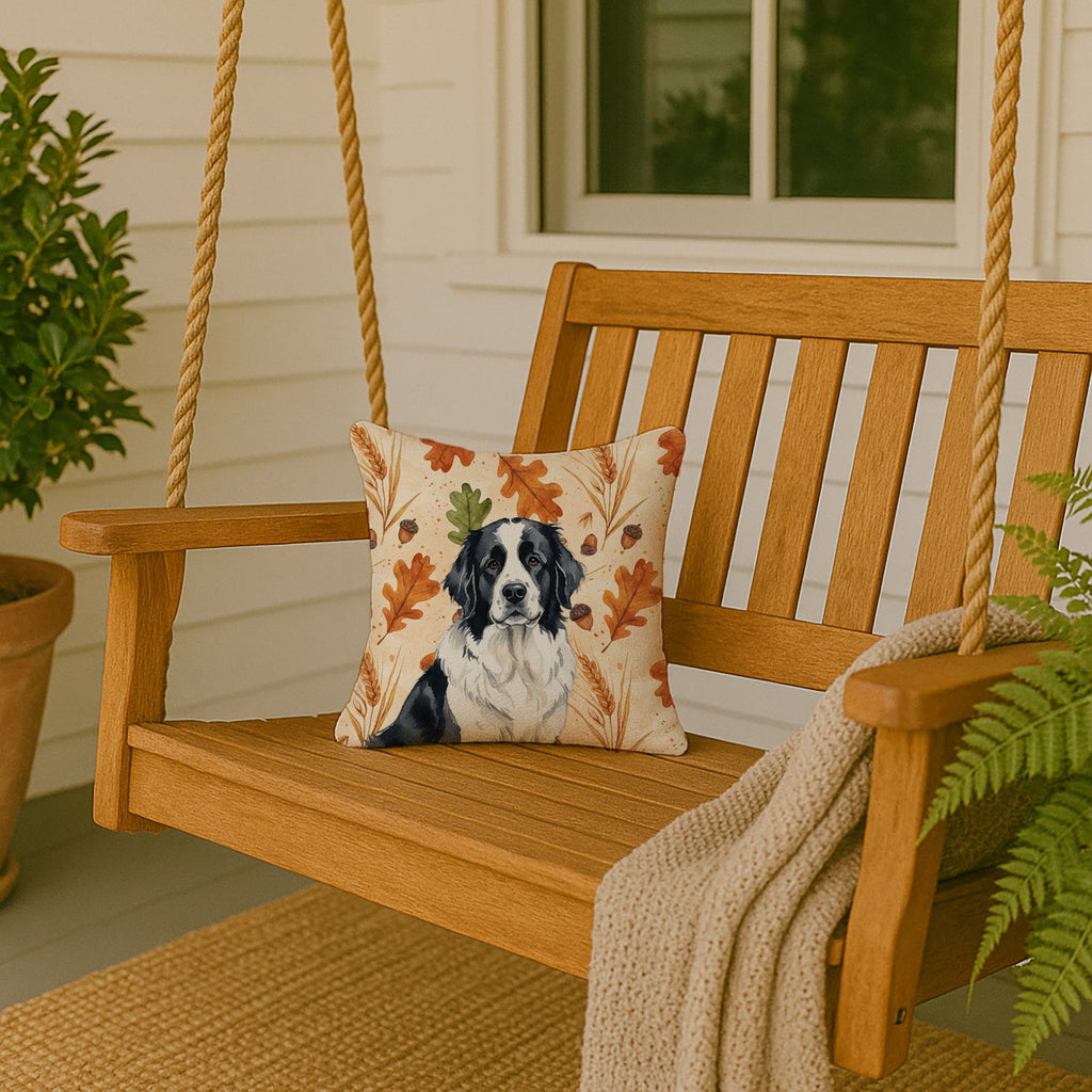 Landseer Newfoundland Heirloom Fall Decorative Throw Pillow 14x14 Indoor Outdoor Accent Cushion, Fabric Cover with Insert for Sofa, Bed, Porch & Living Room