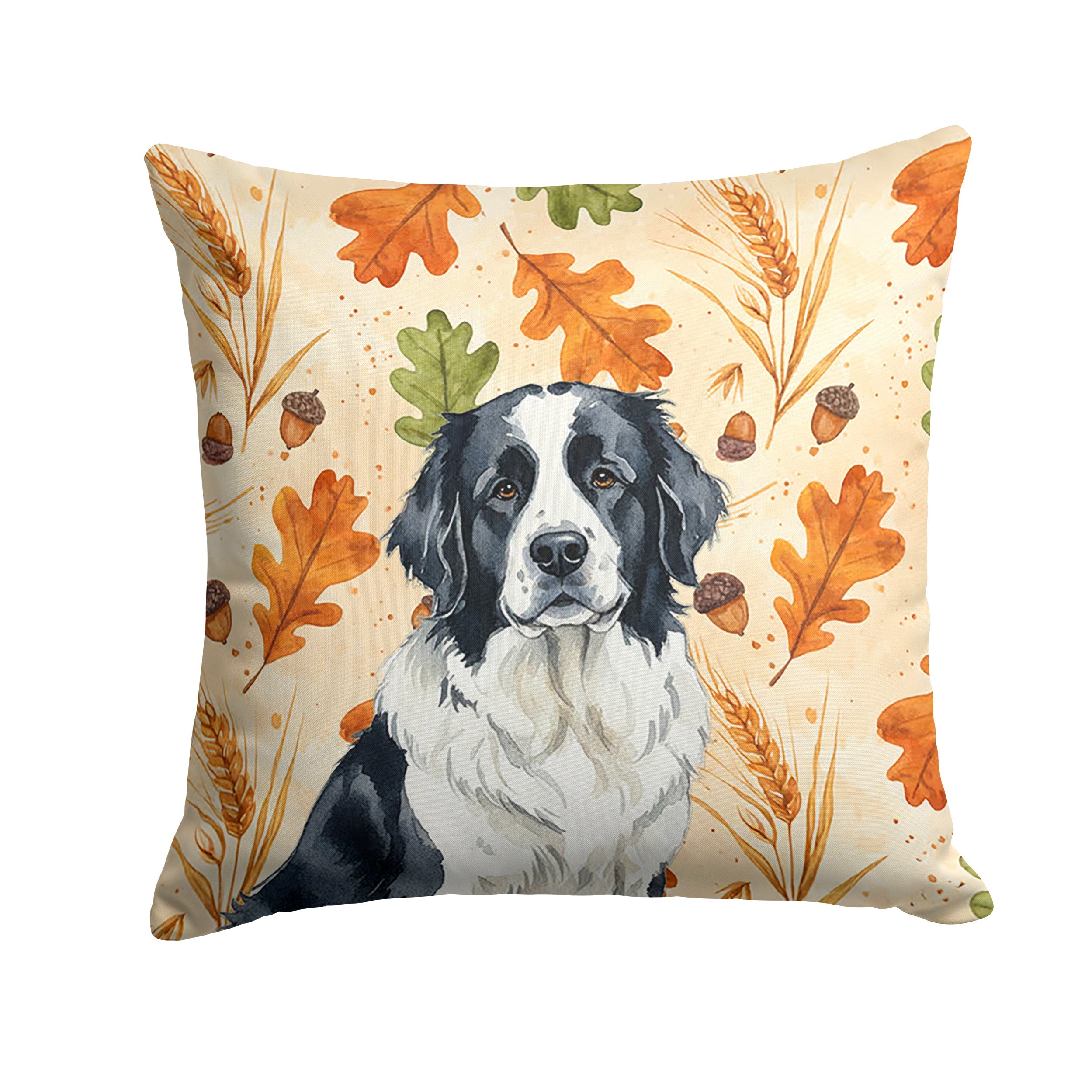 Landseer Newfoundland Heirloom Fall Decorative Throw Pillow 18x18 Indoor Outdoor Accent Cushion, Fabric Cover with Insert for Sofa, Bed, Porch & Living Room