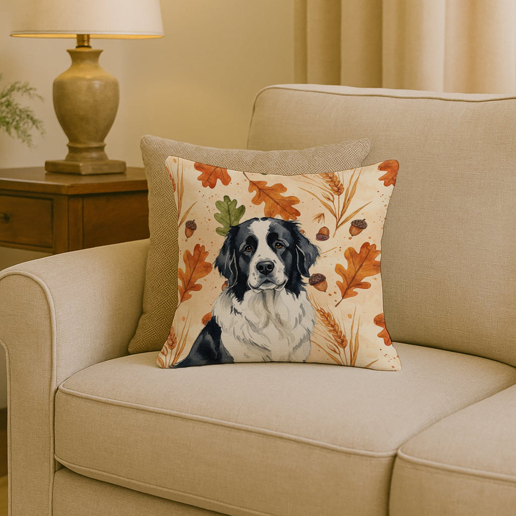 Landseer Newfoundland Heirloom Fall Decorative Throw Pillow 18x18 Indoor Outdoor Accent Cushion, Fabric Cover with Insert for Sofa, Bed, Porch & Living Room