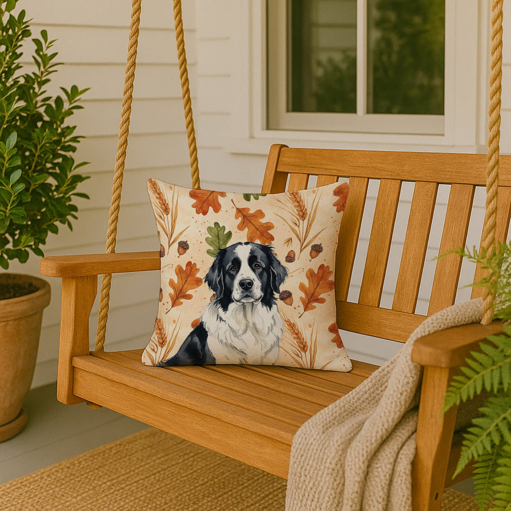 Landseer Newfoundland Heirloom Fall Decorative Throw Pillow 18x18 Indoor Outdoor Accent Cushion, Fabric Cover with Insert for Sofa, Bed, Porch & Living Room