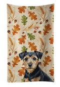 Black and Tan Norfolk Terrier Heirloom Fall Kitchen Towel Velour Plush Front and Cotton Loop Back Machine Washable