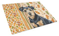 Black and Tan Norfolk Terrier Heirloom Fall Cutting Board Tempered Glass Kitchen Cutting Surface, Heat Resistant Chopping, Non-Slip Feet, Food Prep & Serving