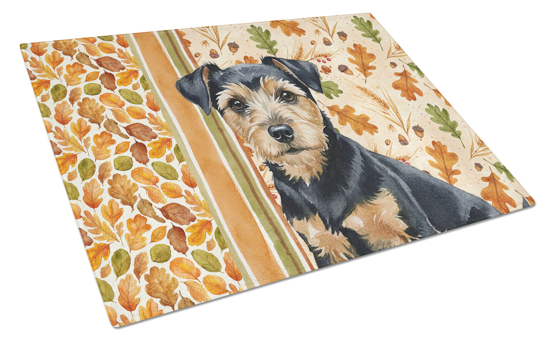 Black and Tan Norfolk Terrier Heirloom Fall Cutting Board Tempered Glass Kitchen Cutting Surface, Heat Resistant Chopping, Non-Slip Feet, Food Prep & Serving