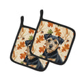 Black and Tan Norfolk Terrier Heirloom Fall Pot Holder Set of 2 Heat Resistant Quilted Hot Pads 7.5 x 7.5 Inch, Insulated Kitchen Trivets for Cooking & Baking