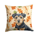 Black and Tan Norfolk Terrier Heirloom Fall Decorative Throw Pillow 14x14 Indoor Outdoor Accent Cushion, Fabric Cover with Insert for Sofa, Bed, Porch & Living Room