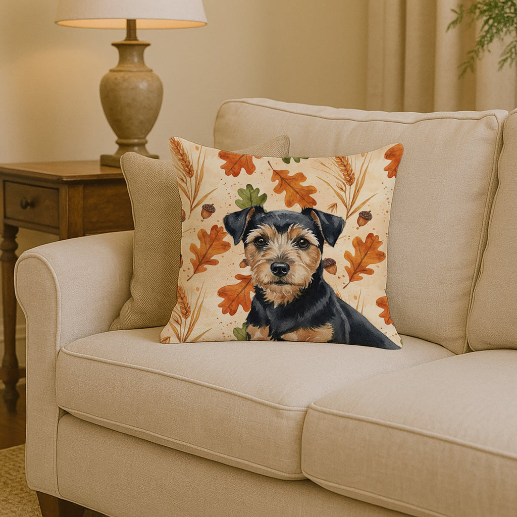 Black and Tan Norfolk Terrier Heirloom Fall Decorative Throw Pillow 14x14 Indoor Outdoor Accent Cushion, Fabric Cover with Insert for Sofa, Bed, Porch & Living Room