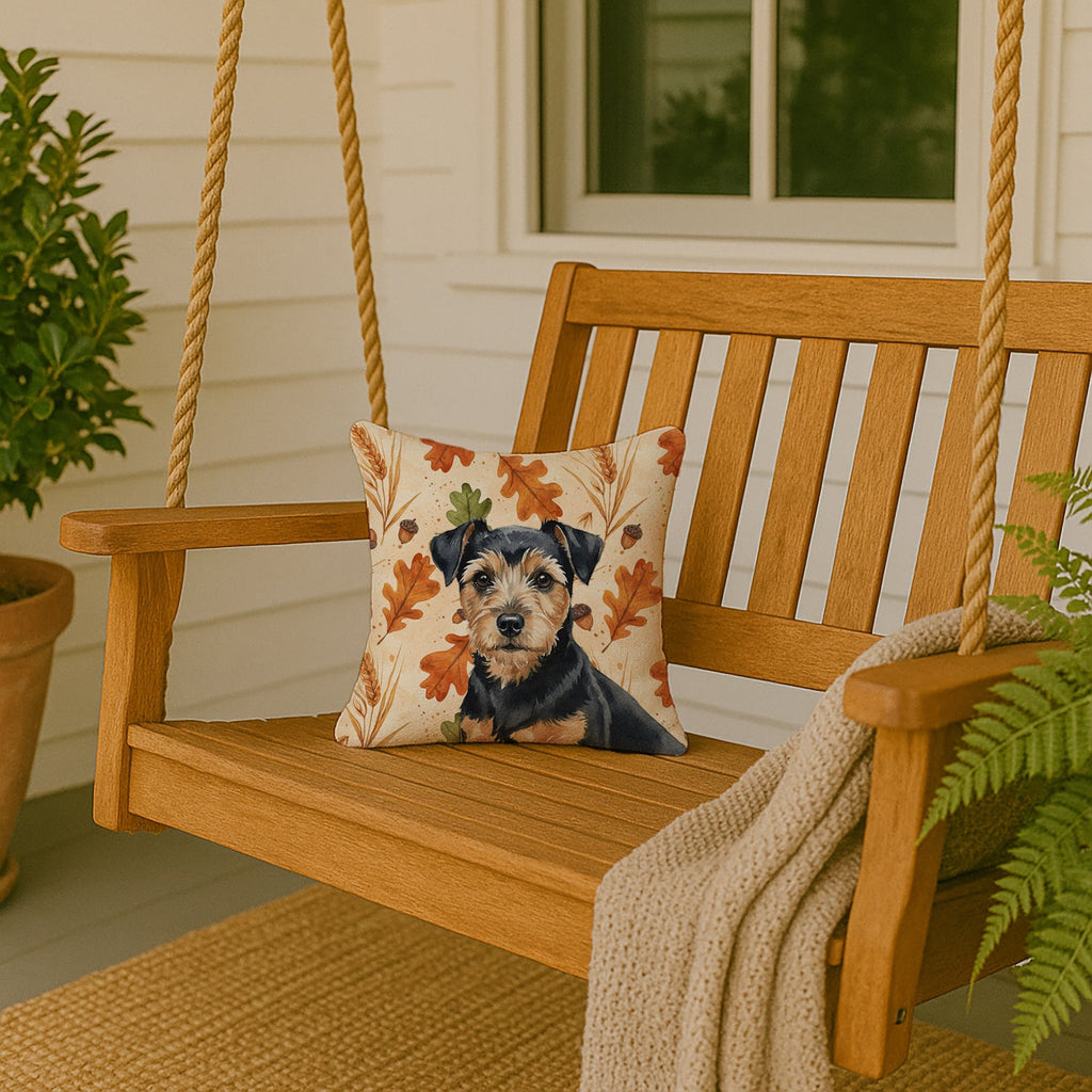 Black and Tan Norfolk Terrier Heirloom Fall Decorative Throw Pillow 14x14 Indoor Outdoor Accent Cushion, Fabric Cover with Insert for Sofa, Bed, Porch & Living Room