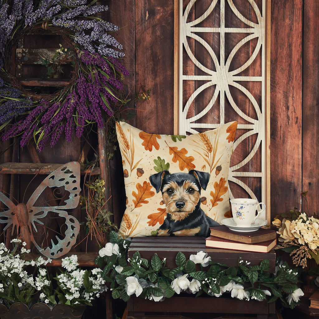 Black and Tan Norfolk Terrier Heirloom Fall Decorative Throw Pillow 14x14 Indoor Outdoor Accent Cushion, Fabric Cover with Insert for Sofa, Bed, Porch & Living Room