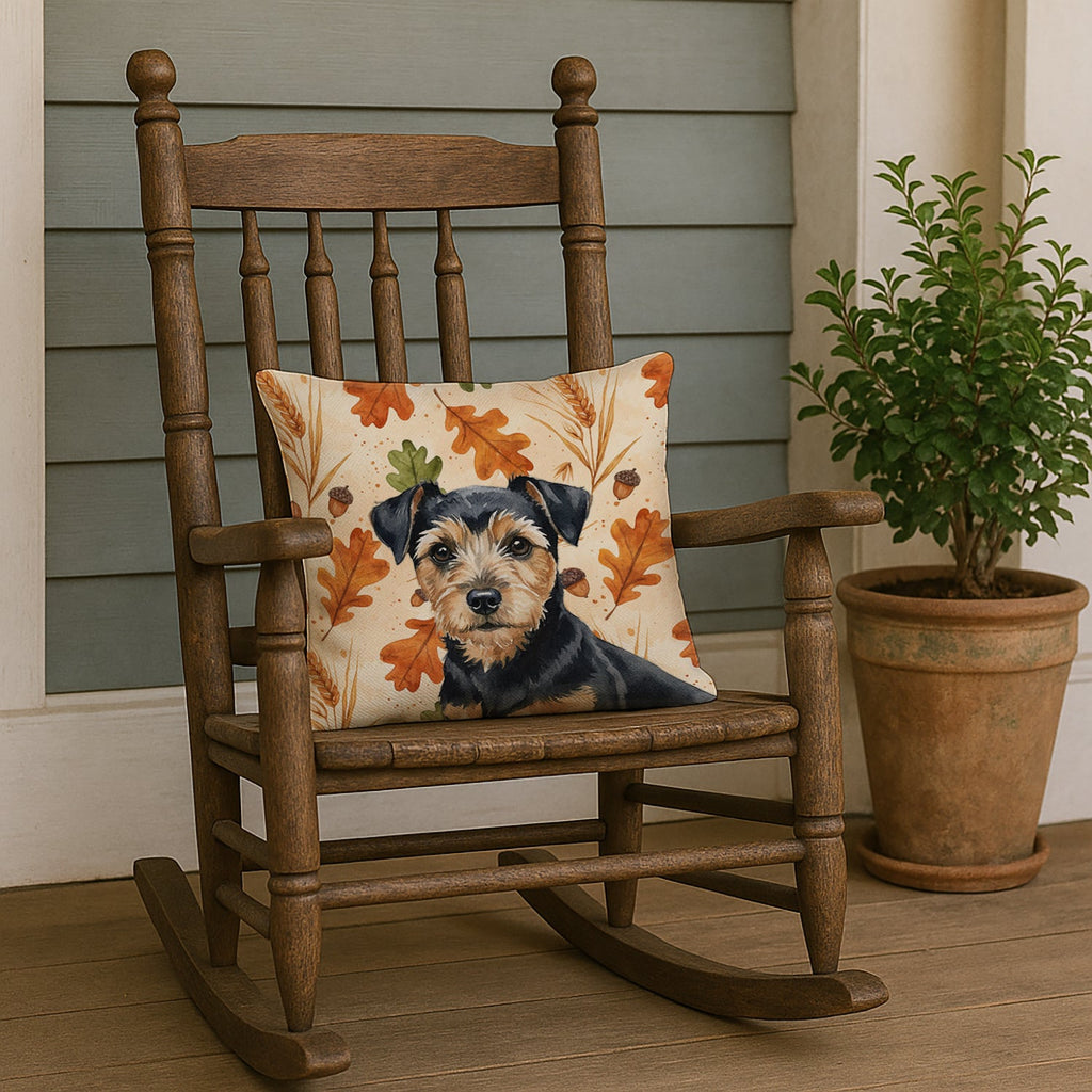 Black and Tan Norfolk Terrier Heirloom Fall Decorative Throw Pillow 18x18 Indoor Outdoor Accent Cushion, Fabric Cover with Insert for Sofa, Bed, Porch & Living Room