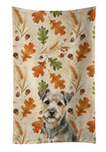 Grizzle and Tan Norfolk Terrier Heirloom Fall Kitchen Towel Velour Plush Front and Cotton Loop Back Machine Washable
