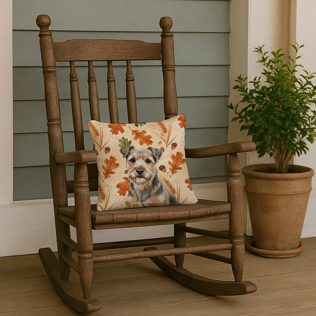 Grizzle and Tan Norfolk Terrier Heirloom Fall Decorative Throw Pillow 14x14 Indoor Outdoor Accent Cushion, Fabric Cover with Insert for Sofa, Bed, Porch & Living Room