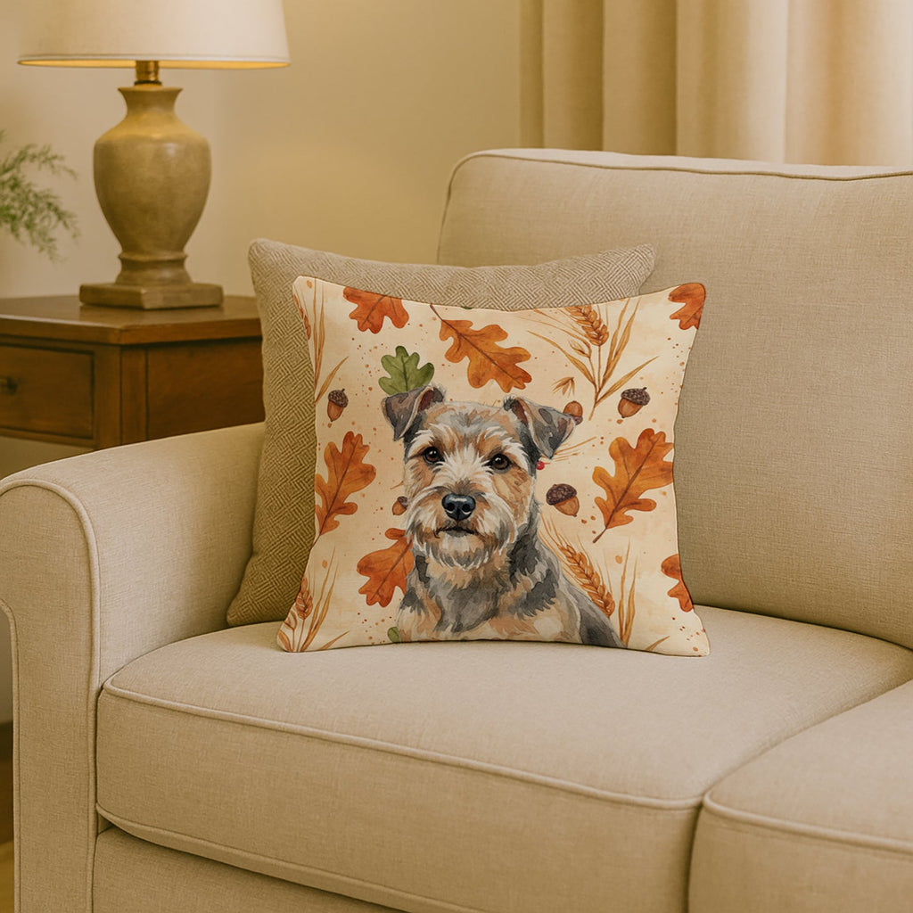 Grizzle and Tan Norfolk Terrier Heirloom Fall Decorative Throw Pillow 18x18 Indoor Outdoor Accent Cushion, Fabric Cover with Insert for Sofa, Bed, Porch & Living Room