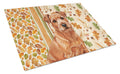 Red Norfolk Terrier Heirloom Fall Cutting Board Tempered Glass Kitchen Cutting Surface, Heat Resistant Chopping, Non-Slip Feet, Food Prep & Serving