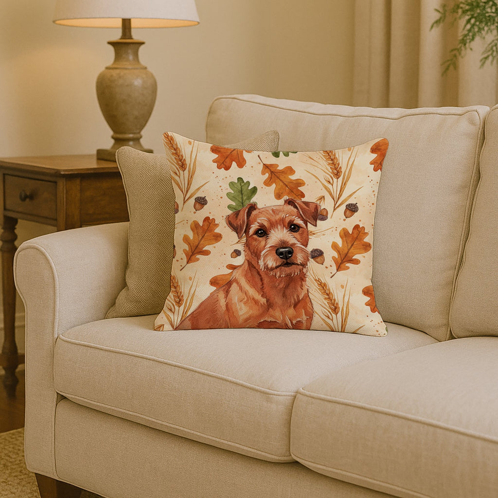 Red Norfolk Terrier Heirloom Fall Decorative Throw Pillow 14x14 Indoor Outdoor Accent Cushion, Fabric Cover with Insert for Sofa, Bed, Porch & Living Room