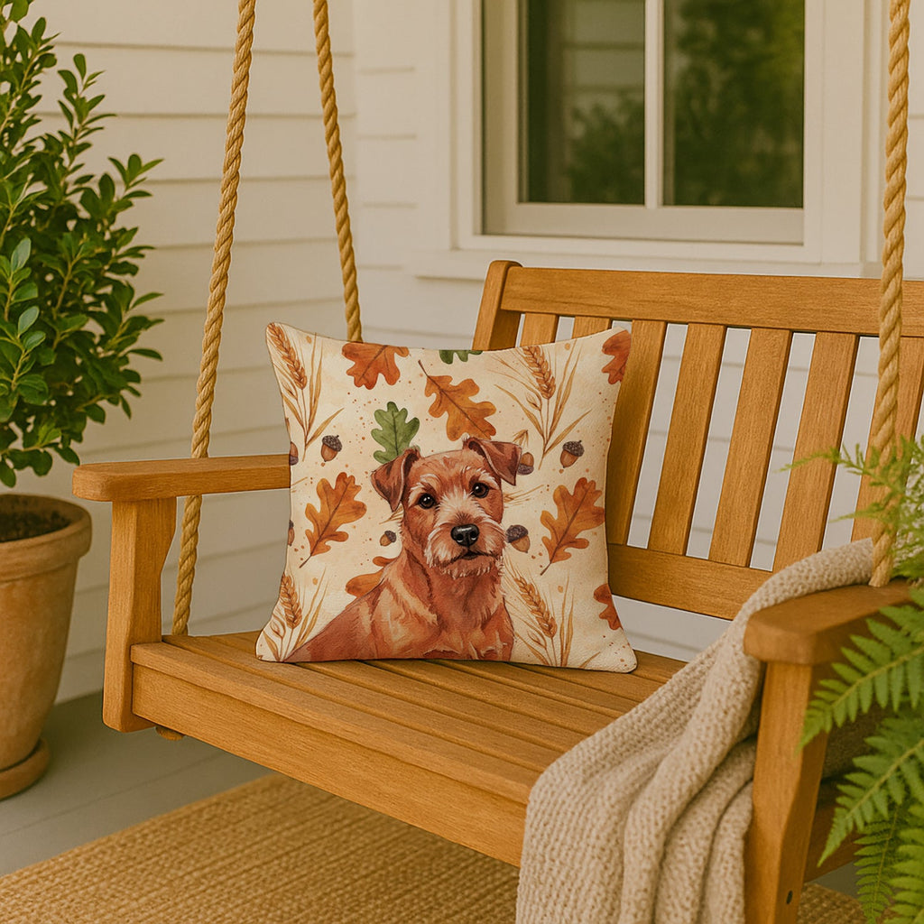 Red Norfolk Terrier Heirloom Fall Decorative Throw Pillow 18x18 Indoor Outdoor Accent Cushion, Fabric Cover with Insert for Sofa, Bed, Porch & Living Room