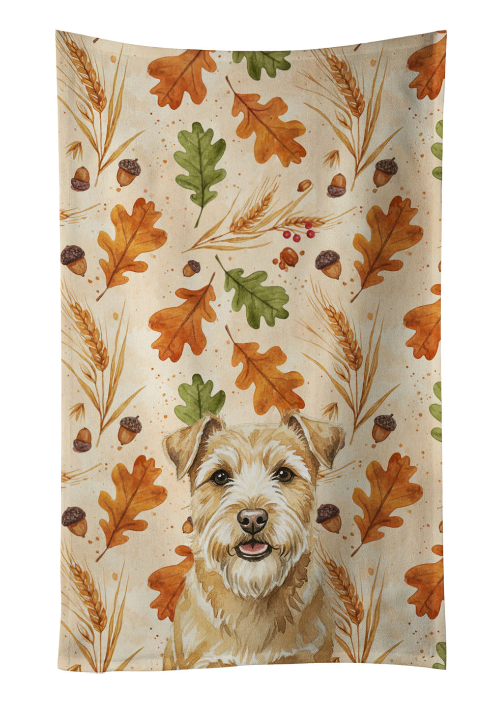 Wheaten Norfolk Terrier Heirloom Fall Kitchen Towel Velour Plush Front and Cotton Loop Back Machine Washable