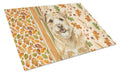 Wheaten Norfolk Terrier Heirloom Fall Cutting Board Tempered Glass Kitchen Cutting Surface, Heat Resistant Chopping, Non-Slip Feet, Food Prep & Serving